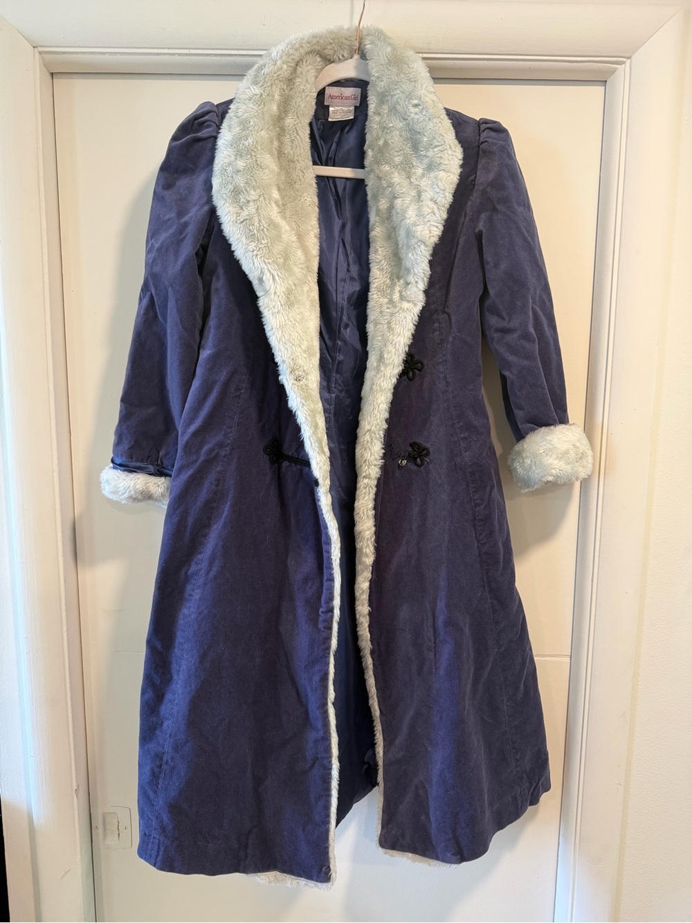 Vintage American Girl Navy Coat with Faux Fur Trim